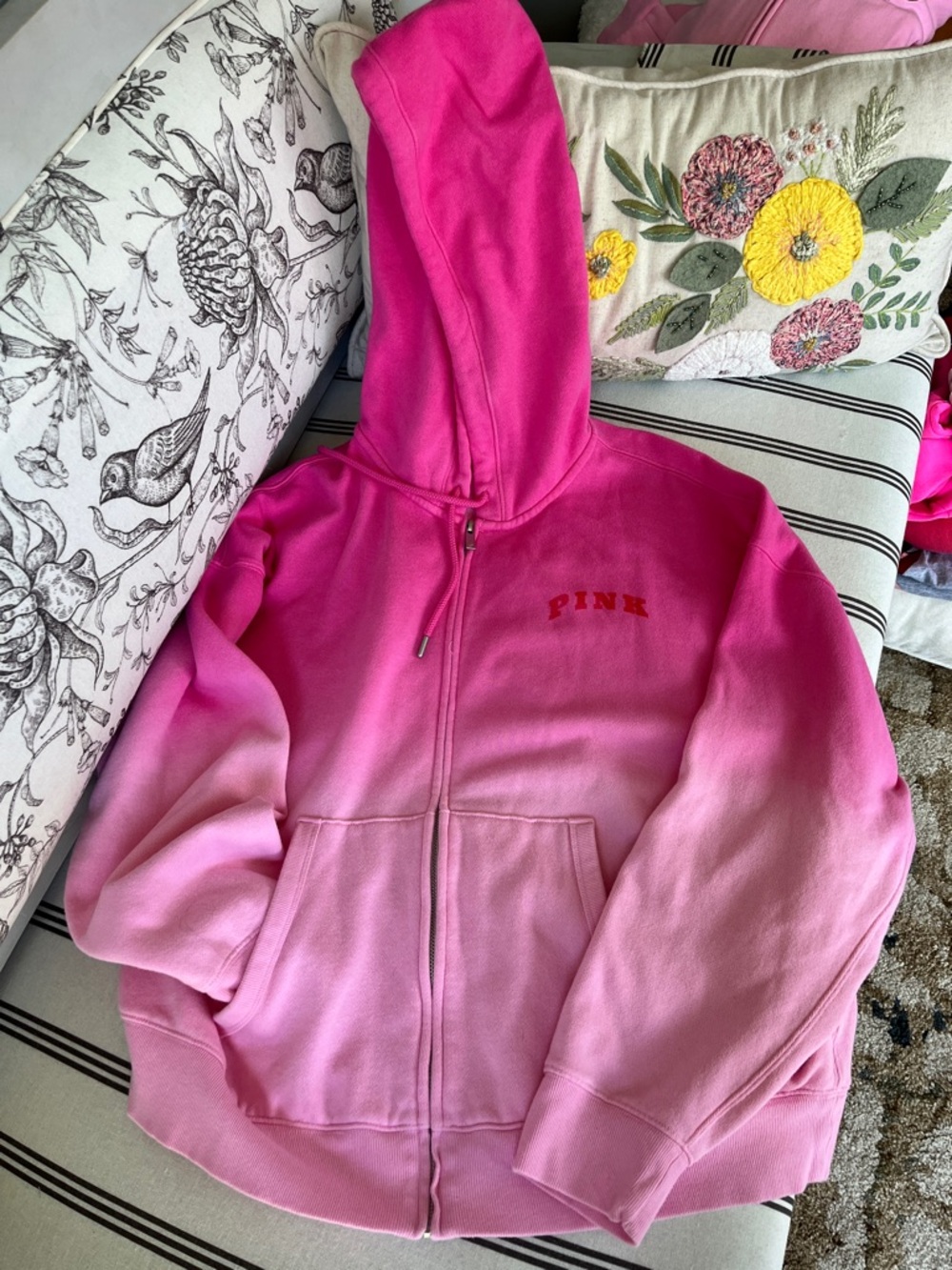 PINK Victoria's Secret Ombre Pink Zip-Up Hoodie